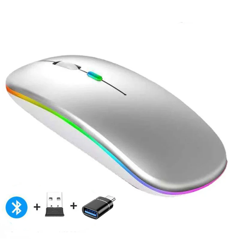 Rechargeable Wireless Mouse Bluetooth-compatible 2.4GHz Dual Modes Computer Mice with Nano Receiver for PC Laptop Macbook - Image 15