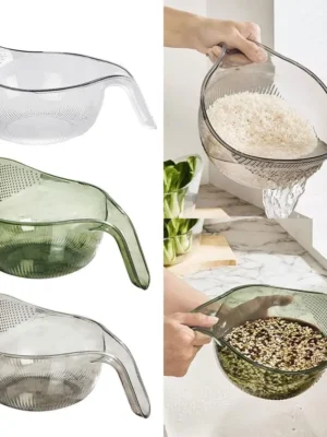 Rice Washing Bowl Plastic Colander Sieve Vegetable Drainer Basket Kitchen Tools Food Beans Sieve Fruit Drainer