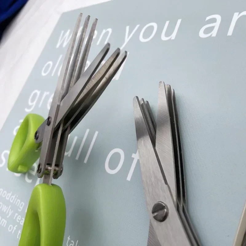 Multi-functional Stainless Steel 3/5 Layer Kitchen Scissors Pepper Shredded Chopped Scallion Cutter Laver Cut Cooking Tool - Image 3