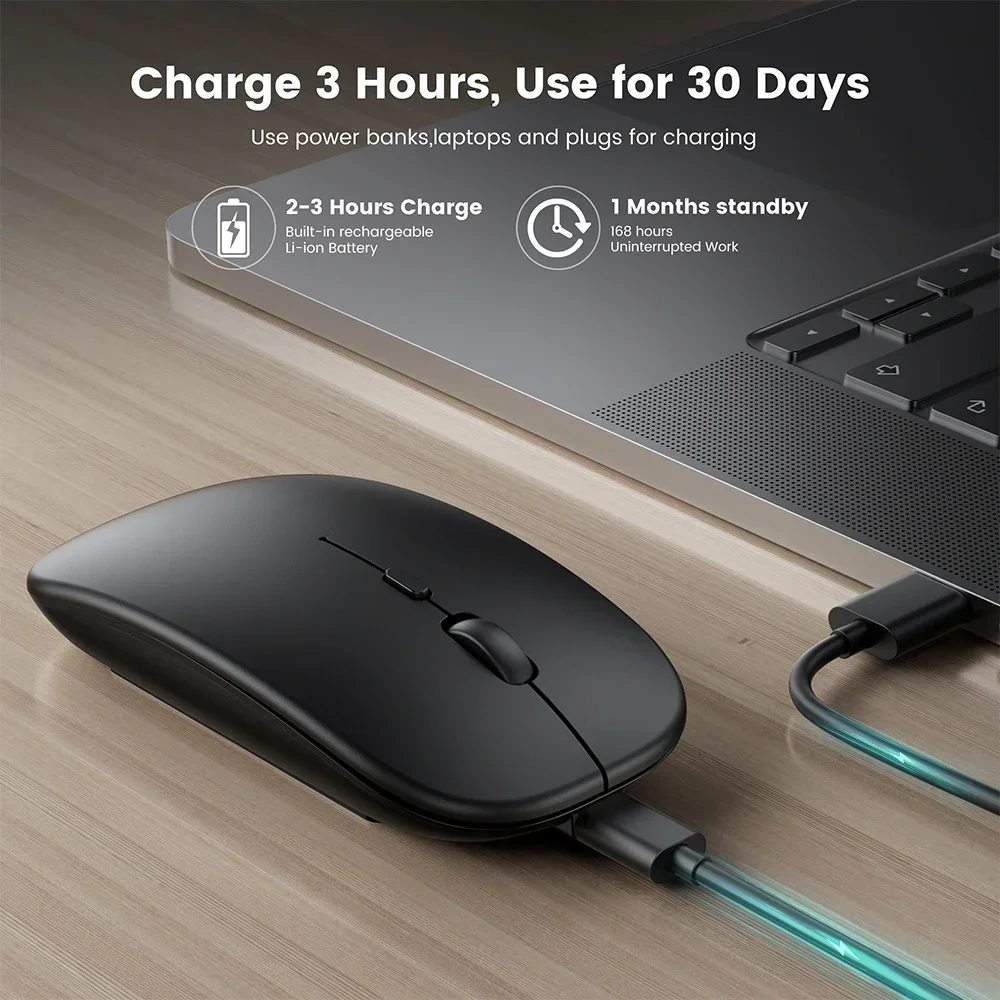 Rechargeable Wireless Mouse Bluetooth-compatible 2.4GHz Dual Modes Computer Mice with Nano Receiver for PC Laptop Macbook - Image 4