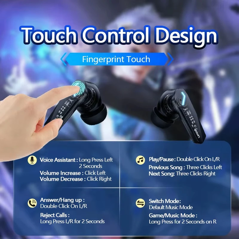 Choice Lenovo GM2 Pro TWS Wireless Headphones Earphone Bluetooth-compatible 5.3 Waterproof Sport Headset with Mic Long Endurance - Image 6
