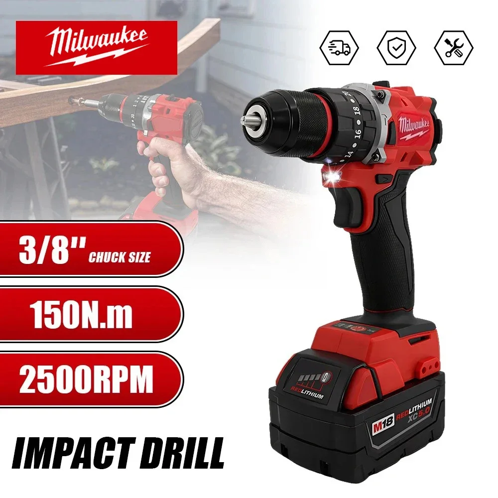 Milwaukee Brushless Cordless Electric Impact Hammer Drill Angle Grinder Electric Circular Saw With18v Battery Combo Kits Power - Image 4