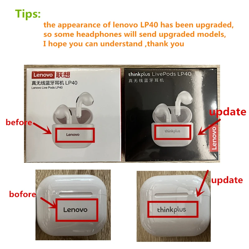 Original Lenovo LP40 wireless headphones TWS Bluetooth Earphones Touch Control Sport Headset Stereo Earbuds For Phone Android - Image 6