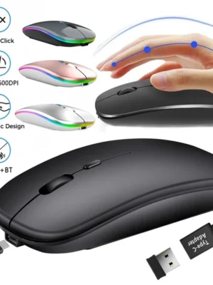 Rechargeable Wireless Mouse Bluetooth-compatible 2.4GHz Dual Modes Computer Mice with Nano Receiver for PC Laptop Macbook