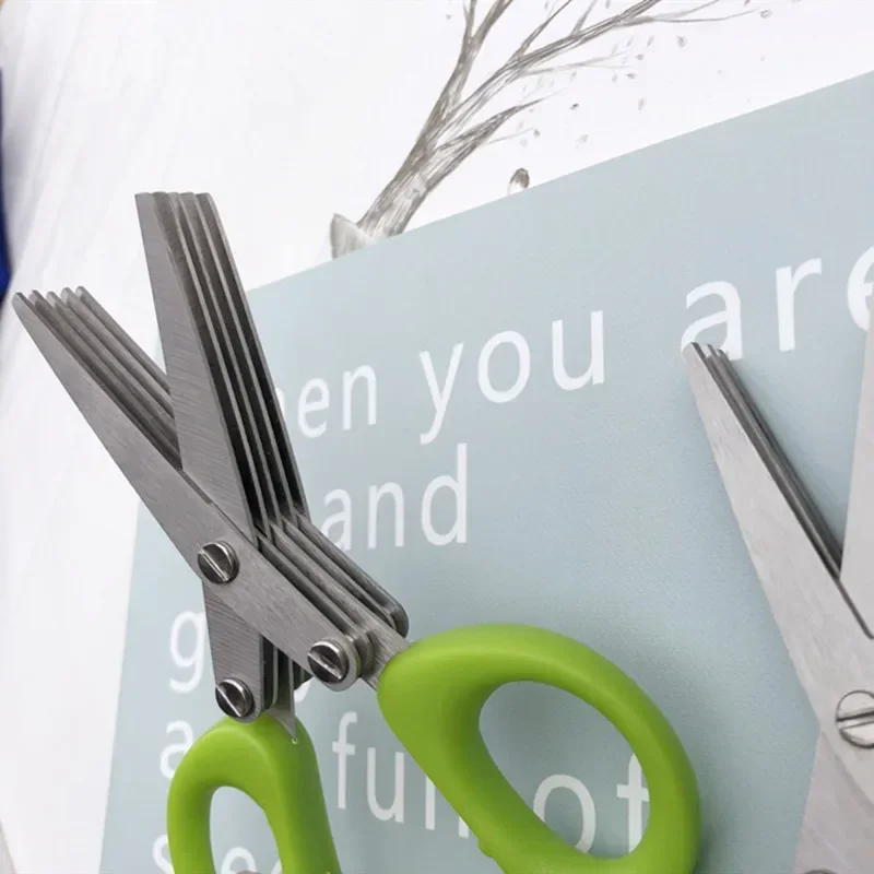 Multi-functional Stainless Steel 3/5 Layer Kitchen Scissors Pepper Shredded Chopped Scallion Cutter Laver Cut Cooking Tool - Image 5