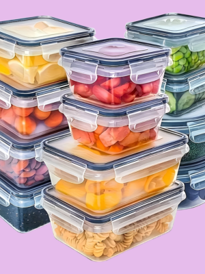 8-PC BPA-Free Airtight Food Containers with Locking Lids - Microwave/Freezer Safe PP Plastic Storage for Dry Goods/Fruit/Veggies