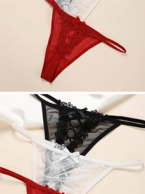 Sexy Girls G String Lace Panties Women Briefs Hollow Out Transparent Thong Thin Underwear Female Low Waist Lingerie Size S-XL