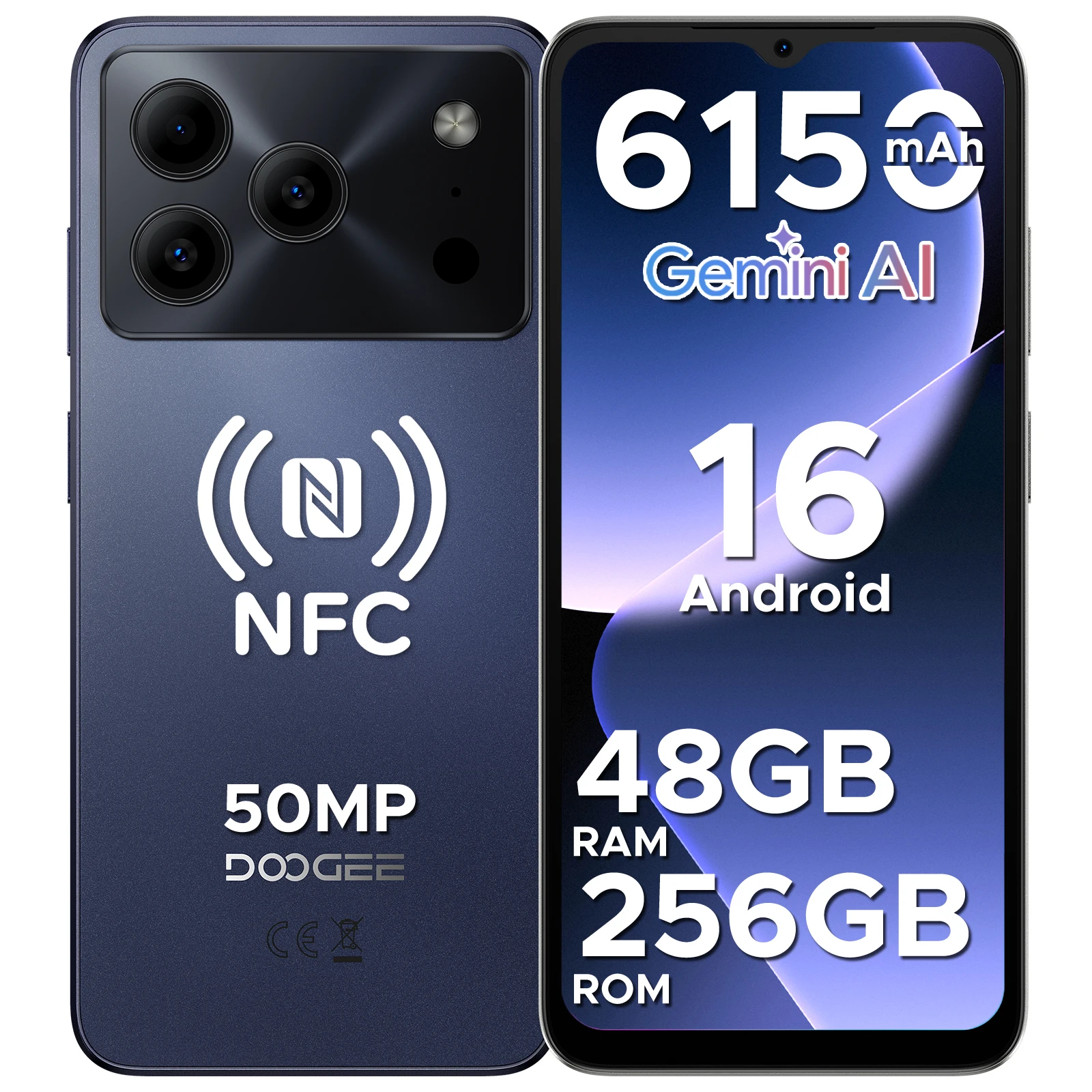DOOGEE Note56 Plus Smartphone 6.56" Screen 6150mAh Battery 48GB RAM(6GB+ 42GB) 256GB ROM 50MP Camera Android 16 Mobile Phone - Image 8