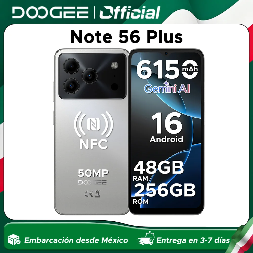 DOOGEE Note56 Plus Smartphone 6.56" Screen 6150mAh Battery 48GB RAM(6GB+ 42GB) 256GB ROM 50MP Camera Android 16 Mobile Phone