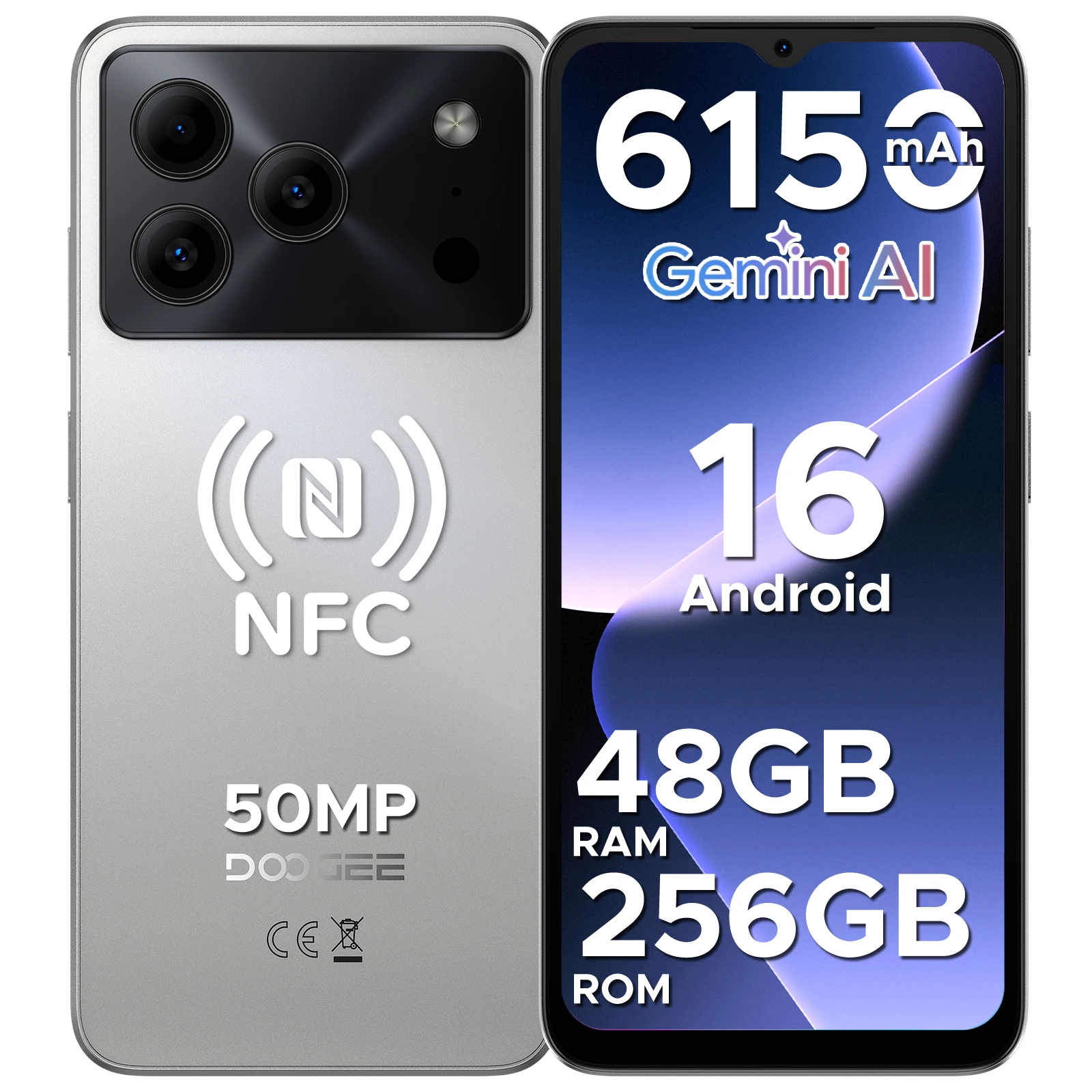 DOOGEE Note56 Plus Smartphone 6.56" Screen 6150mAh Battery 48GB RAM(6GB+ 42GB) 256GB ROM 50MP Camera Android 16 Mobile Phone - Image 9
