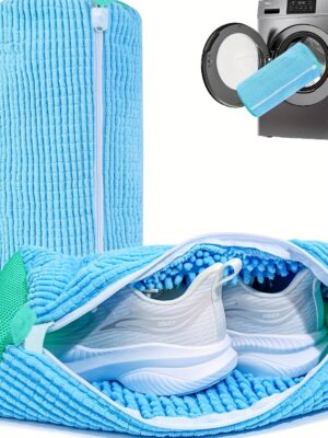 1 pza. Bolsa de lavadora, bolsa de zapatos de lavandería, adecuada para lavadora y secadora, bolsa de lavado de calzado deportivo con cierre de cremallera duradera y reutilizable, bolsa de limpieza de tenis deportivos, adecuada para todo tipo de calzado (azul), bolsas de lavandería