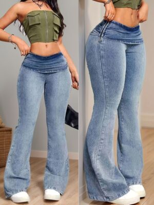 Jeans acampanados vintage de moda para mujer, nuevos y de alta elasticidad
