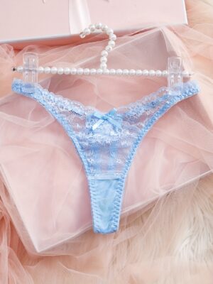 Bikini de encaje para mujer con forma de V, de cintura baja y braguitas triangulares bonitas