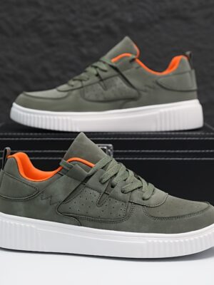 Zapatillas Ligeras y Transpirables para Hombre con Suela Acolchada de EVA y Parte Superior Sintética - Calzado Casual de Calle con Cordones, Ideal para Correr, Caminar, Tenis - Calzado Deportivo Minimalista de Punta Redonda para Atuendos Informales (Todo el Año)