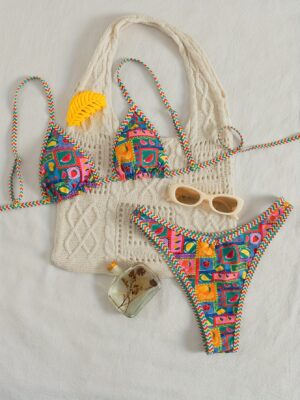 El Nuevo Bikini Sexy Sin Espalda Ajustable con Copas Suaves, un Traje de Baño de Playa de Verano para Damas
