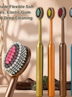 4pcs/8pcs, 4 Colores de Cepillo de Dientes Manual para Adultos con Cerdas Suaves, Cabeza de Cepillo Triple Zona en Forma de Montaña Convexa, Suave y Fácil de Usar, Mango de Lujo Ligero, Antideslizante, Esencial para la Limpieza Profunda y el Cuidado de las Encías y la Cavidad Oral