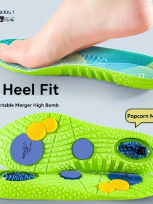 1 par de plantillas deportivas de PU para zapatos con cojín de aire en la suela, soporte para el arco, antideslizantes, amortiguadoras, ideales para deportes, correr y viajar