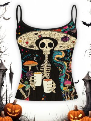 Camisola de moda para mujer con estampado, ropa casual versátil para exteriores, top Cami para mujer