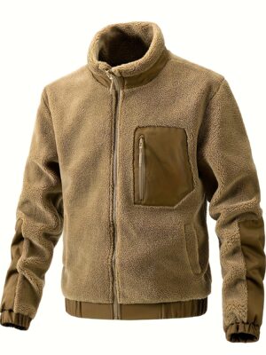 Chaqueta de Lana para Hombre Otoño e Invierno, Chaqueta Polar Casual con Cuello Alto, Nuevo Chaqueta Cómoda, Cárdigan, Ropa de Exterior para Hombre