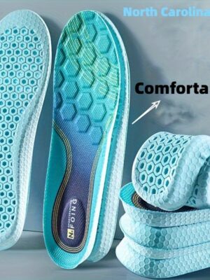 Plantillas de gel de última generación de alta elasticidad y absorción de impactos - Transpirables, resistentes al olor, con soporte ergonómico para el arco y amortiguación hexagonal, adecuadas para correr, caminar y estar de pie - Plantillas unisex cómodas para calzado deportivo y casual, material