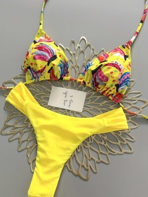 [Seman Direction] Traje de baño de mujer con estampado de frutas frescas, bikini estilo vacaciones en la playa